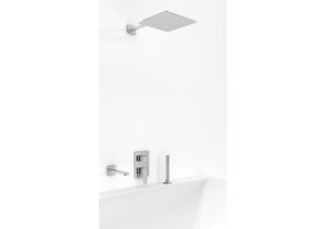 Kohlman Excelent zestaw wannowo-prysznicowy z deszczownicą 30x30cm, kolor chrom QW211HQ30-007