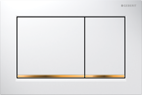 Geberit Omega 30 przycisk do stelaża Omega H82, biały/złoty/biały 115.080.KK.1

