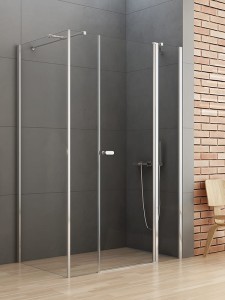 New Trendy NEW SOLEO Kabina prysznicowa prostokątna podwójne pole stałe drzwi pojedyncze uchylne uniwersalne 110x100x195cm K-0372