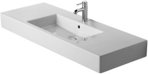 Duravit VERO umywalka meblowa 125 cm, otwór na baterię (1x), z przelewem, kolor biały 0329120000
