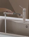 Elleci Reno bateria kuchenna z wyciąganą wylewką, kolor biały (Granitek), MGKREN68
