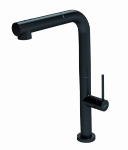 Elleci Flux bateria kuchenna z wyciąganą wylewką, kolor czarny MOKFLUBK