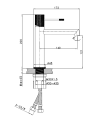 Cersanit ZEN bateria umywalkowa sztorcowa, kolor czarny S951-595 - rysunek techniczny