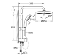 zestaw prysznicowy Grohe Vitalio Start System 26817000 z deszczownicą 25cm (bez baterii), kolor chrom  - rysunek techniczny