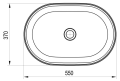 Ravak Ceramic Slim O umywalka nablatowa 55x37cm, bez otworu na baterię kolor biały XJX01155001 rysunek techniczny