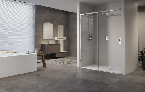 Novellini Opera drzwi prysznicowe przesuwne 150 cm, wersja prawa, kolor chrom OPE2PH150D-1K