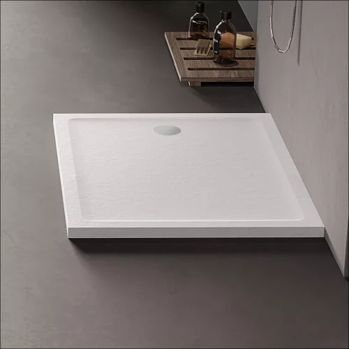 New Trendy Mild Stone brodzik prostokątny 140x90x4,5cm, struktura kamienia naturalnego kolor biały B-0557