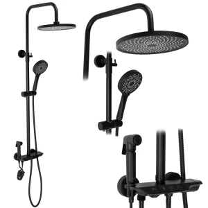 Rea Max zestaw natryskowy z deszczownicą 25 cm, kolor czarny mat REA-P6615