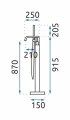 Rea Carat bateria wannowa wolnostojąca czarny mat REA-B5423 rysunek techniczny