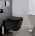Rea Raul Rimless miska wisząca wc rimless z deską wolnoopadającą slim, kolor czarny mat REA-C1100