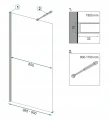 Rea Aero Black ścianka prysznicowa walk in 90 cm, kolor czarny mat REA-K7581 rysunek techniczny