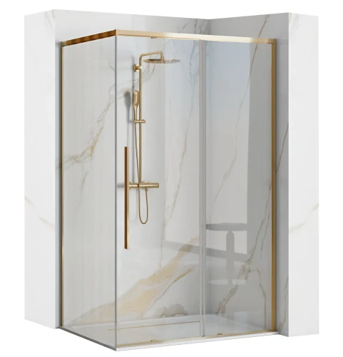 Rea Solar Gold kabina prysznicowa prostokątna 90x120 cm, drzwi przesuwne, profile złoty REA-K4902