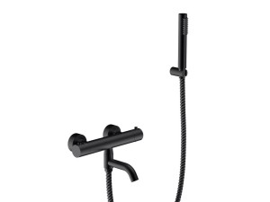 Besco Veo bateria wannowa ścienna termostatyczna z zestawem natryskowym, kolor czarny mat BW-VST-CZ