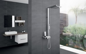 Novellini Flow panel prysznicowy z półką, termostatem i deszczownicą chrom/lustro FLOWT-W