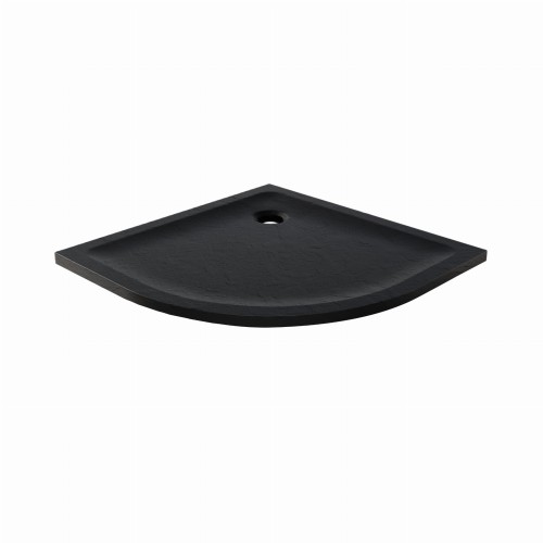 New Trendy Mild Stone brodzik półokrągły 80x80x4,5cm, struktura kamienia naturalnego kolor czarny B-0579