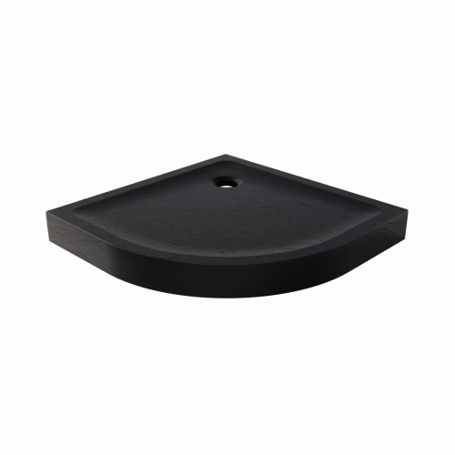 New Trendy Mild Stone brodzik półokrągły 90x90x11,5cm, struktura kamienia naturalnego kolor czarny B-0559