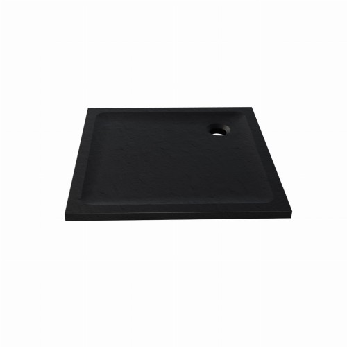 New Trendy Mild Stone brodzik kwadratowy 90x90x4,5cm, struktura kamienia naturalnego kolor czarny B-0584