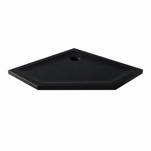 New Trendy Mild Stone brodzik pięciokątny 80x80x4,5cm, struktura kamienia naturalnego kolor czarny B-0581