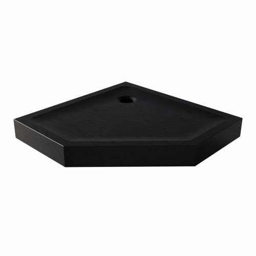 New Trendy Mild Stone brodzik pięciokątny 80x80x11,5cm, struktura kamienia naturalnego kolor czarny B-0560