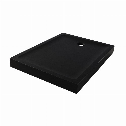 New Trendy Mild Stone brodzik prostokątny 90x80x11,5cm, struktura kamienia naturalnego kolor czarny B-0569