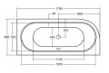 Besco Avita Slim+ wanna asymetryczna 180x80 cm przelew złoty, wersja prawa, kolor biały #WAV-180-PPZ
