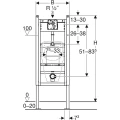 Stelaż podtynkowy do pisuaru Geberit Duofix Basic 111.665.00.5 element montażowy H-130 cm - rysunek techniczny