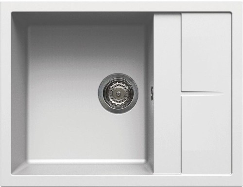 Elleci Unico 125 zlewozmywak wpuszczany z ociekaczem 65x50 cm, kolor biały LGU12568