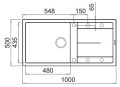 Elleci Unico 480 zlewozmywak wpuszczany z ociekaczem 100x50 cm, kolor beżowy LGU48043 rysunek techniczny