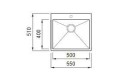 Elleci Cube 500 zlewozmywak stalowy 55x51cm, stal nierdzewna LIU500SAC rysunek techniczny