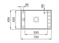 Elleci Value 130 zlewozmywak granitowy podwieszany 72,4x45,4 cm, kolor czarny LGV13040BSO rysunek techniczny