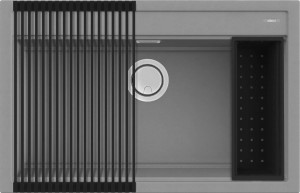 Elleci Best 130 zlewozmywak granitowy 79x51 cm, z rolmatą i odsączarką, kolor szary (cement) LGB13048K2