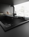 Elleci Best 360 zlewozmywak granitowy 86x51 cm, z rolmatą i odsączarką, kolor czarny LGB36040K2