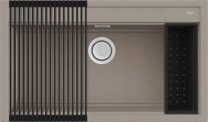 Elleci Best 360 zlewozmywak granitowy 86x51 cm, z rolmatą i odsączarką, kolor beżowy LGB36043K2