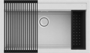 Elleci Best 360 zlewozmywak granitowy 86x51 cm, z rolmatą i odsączarką, kolor biały LGB36068K2