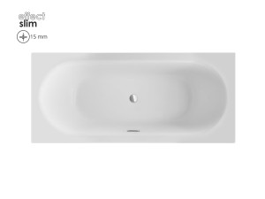 Besco Vitae Slim+  wanna prostokątna 150x75 cm odpływ złoty, kolor biały #WAV-150-SZ+