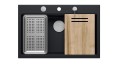Quadron Workstation GraniteQ zlewozmywak wpuszczany 76x50 cm z akcesoriami, kolor czarny (pure carbon), HQM7650U7_BS