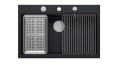 Quadron Workstation GraniteQ zlewozmywak wpuszczany 76x50 cm z akcesoriami, kolor czarny (pure carbon), HQM7650U7_BS