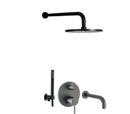 Emmevi Piper podtynkowy zestaw wannowo-prysznicowy, deszczownica Ø22,5cm, kolor czarny mat PI019ZSCW3A.NO