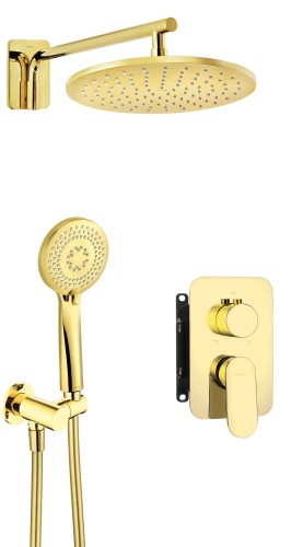 Deante Alpinia Zestaw podtynkowy prysznicowy z deszczownicą z BOXem mieszaczowym, kolor złoty BXYZZGAM