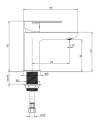 Deante Alpinia bateria umywalkowa ECO-aerator, kolor chrom BGAE020M RYSUNEK TECHNICZNY