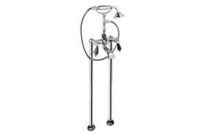 Giulini Giovanni Praga Bateria wannowa wolnostojąca, wąż prysznicowy L- 100 cm chrom, uchwyt ceramika czarna 7500/N/CER.CZ