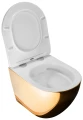 Rea Carlo Flat Mini miska wisząca 49,5 cm z deską slim, kolor biały/złoty REA-C0669