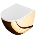 Rea Carlo Flat Mini miska wisząca 49,5 cm z deską slim, kolor biały/złoty REA-C0669