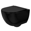 Rea Carlo Flat Mini miska wisząca 49,5 cm z deską slim, kolor czarny REA-C8936