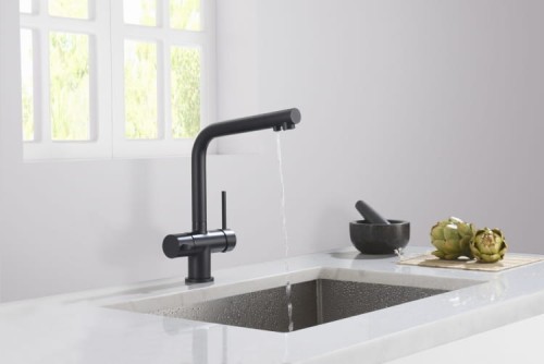 Bateria kuchenna z podłączeniem do filtra wody Blue Water Crystal bateria kuchenna, kolor czarny-mat 5901730616576