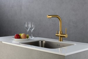 Blue Water Alabama bateria kuchenna, z podłączeniem do filtra, kolor złoty szczotkowany (mat) 5901730616668