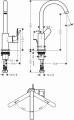 Bateria Hansgrohe 72536670 Rebris S 210 bateria umywalkowa z obrotową wylewką, kolor czarny-mat - rysunek techniczny. ceneo 72536670
