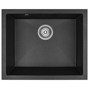 Laveo Ibiza zlewozmywak podwieszany granitowy 560x460mm, 1-komora bez ociekacza, kolor czarny  SBI_710U