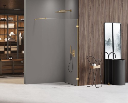 Walk in New Trendy Avexa Gold Shine EXK-1711, 100x200cm z profilem przyściennym, szkło 6mm profil złoty połysk