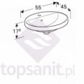 Geberit VariForm umywalka wpuszczana w blat owalna 55 cm, z otworem na baterię kolor biały 500.720.01.2 rysunek techniczny